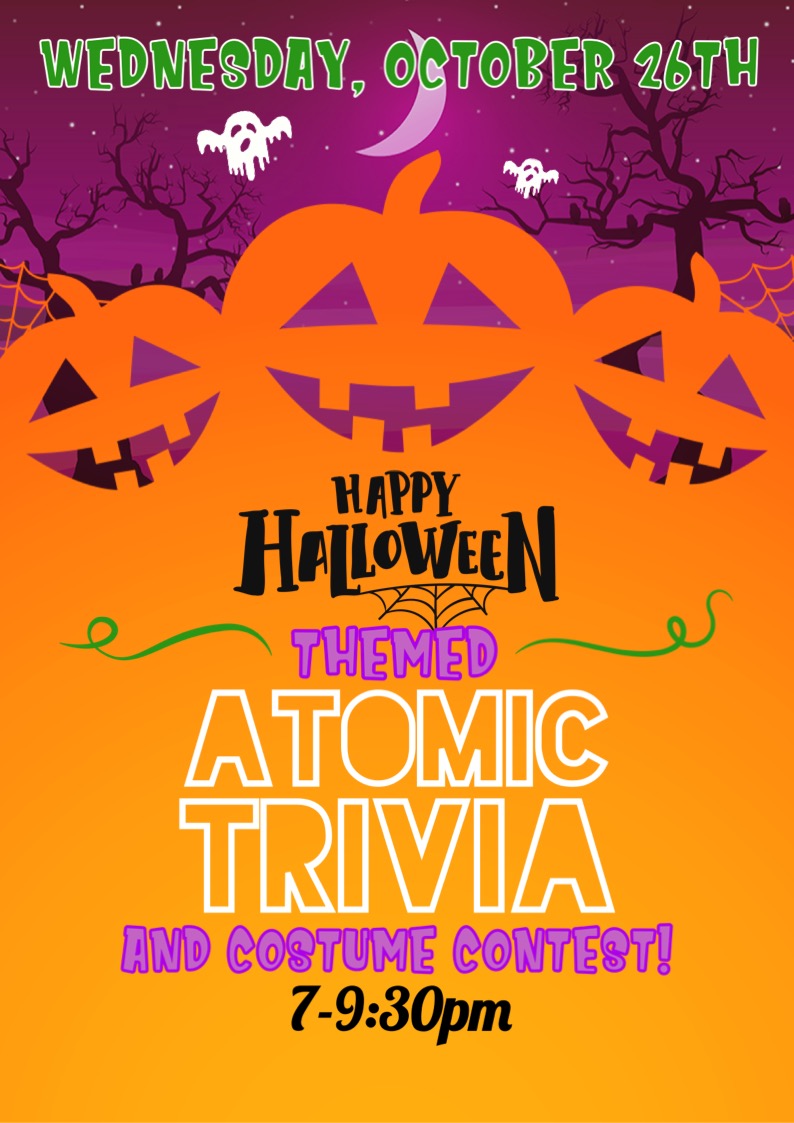 Wednesday, October 26th, Halloween Themed Quiz and Costume Contest